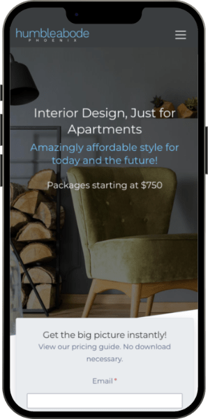 Mobile web design for interior designers and decorators